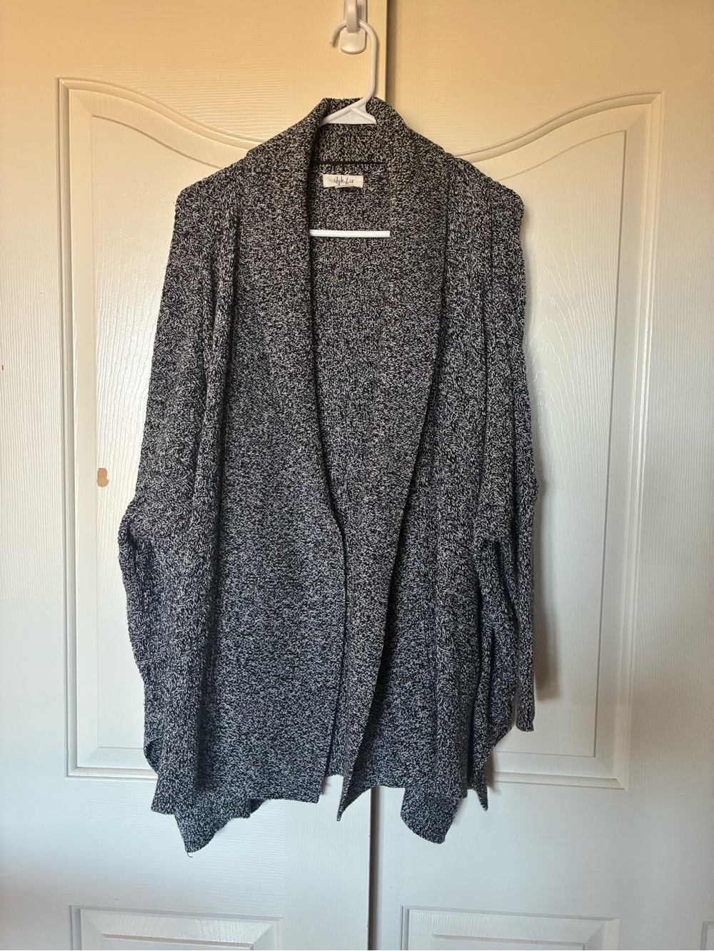 Style & Co Women's Grey Relaxed Cardigan Draped Long Open Knit Size Medium 8-10